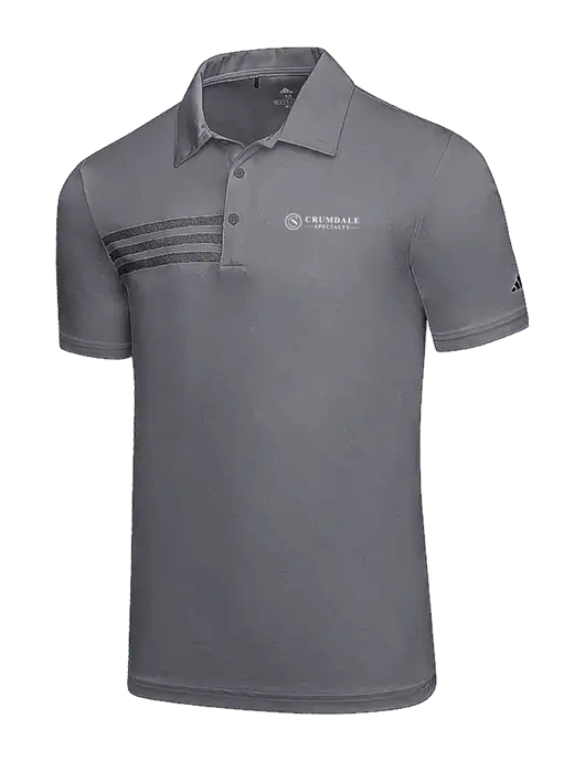 Adidas Medium Grey 3 Stripes Chest Polo w/Crumdale Logo