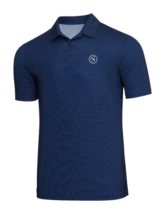 Adidas Navy Blue Diamond Dot Print Polo w/Crumdale Icon Logo