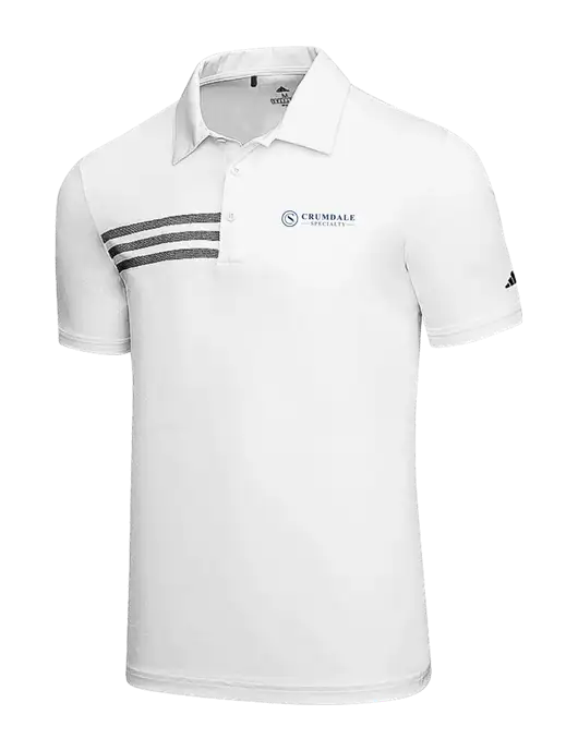 Adidas White 3 Stripes Chest Polo w/Crumdale Logo