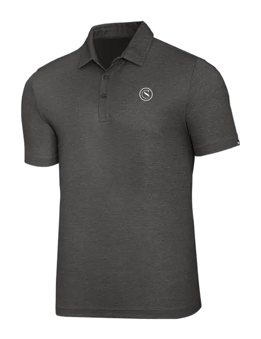 TravisMathew Black Heather Oceanside Polo w/Crumdale Icon Logo