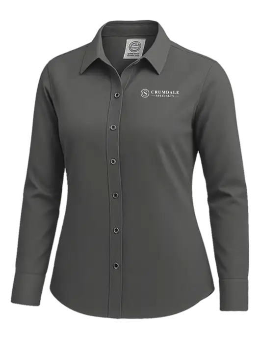 Brooks Brothers Womens Dark Grey Wrinkle-Free Stretch Nailhead Shirt w/Crumdale Logo