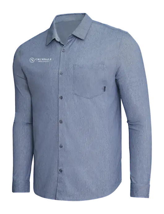 OGIO Slate Blue Heather Extend Long Sleeve Button Up Shirt w/Crumdale Logo