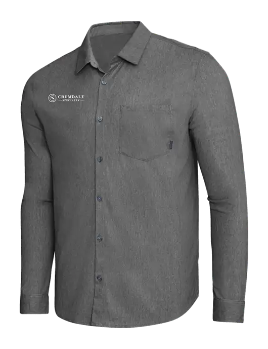OGIO Dark Grey Heather Extend Long Sleeve Button Up Shirt w/Crumdale Logo