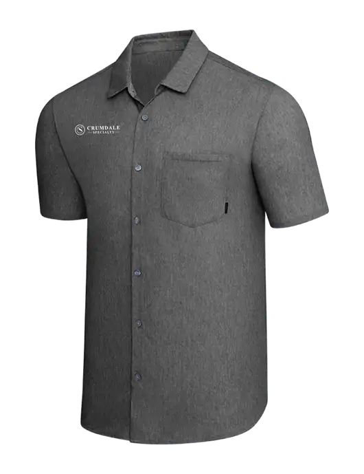 OGIO Dark Grey Heather Extend Short Sleeve Button Up Shirt w/Crumdale Logo