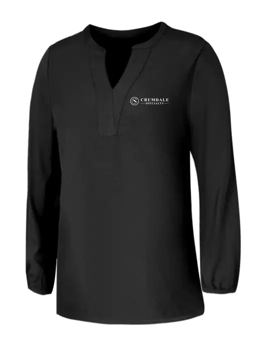 Mercer+Mettle Womens Deep Black Stretch Crepe 3/4 Sleeve Blouse w/Crumdale Logo