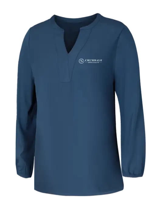 Mercer+Mettle Womens Light Navy Blue Grey Stretch Crepe 3/4 Sleeve Blouse w/Crumdale Logo