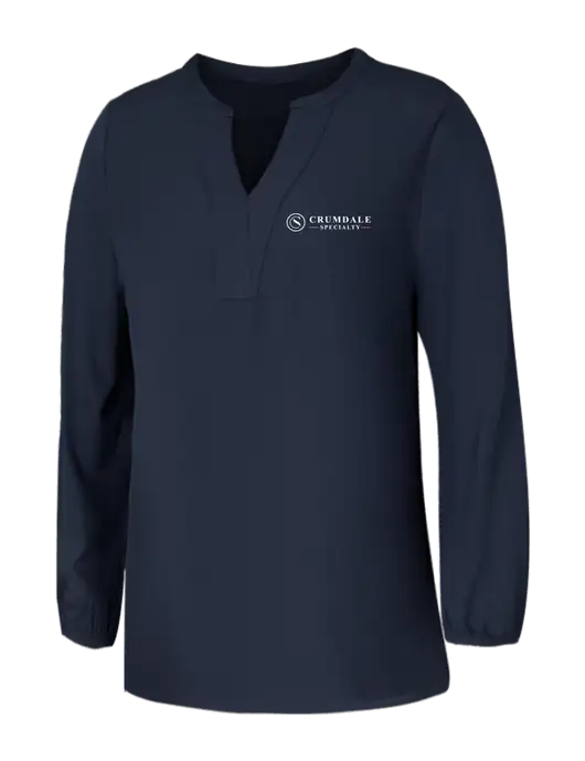 Mercer+Mettle Womens Navy Stretch Crepe 3/4 Sleeve Blouse w/Crumdale Logo