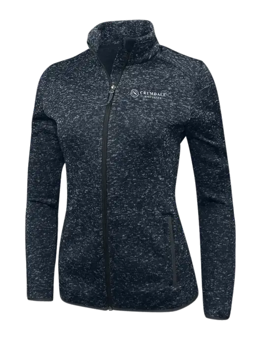 Navy Heather Womens Sweater Fleece Jacket w/Crumdale Logo