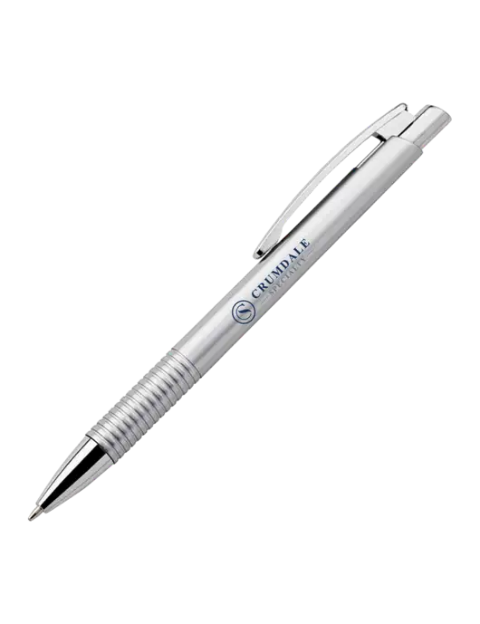 Malay Silver Ballpoint Pen - Blue Ink w/Crumdale Logo