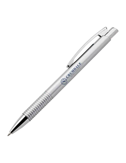 Malay Silver Ballpoint Pen - Blue Ink w/Crumdale Logo