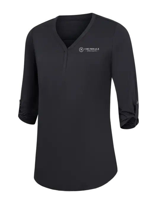 Womens Black City Stretch 3/4-Sleeve Tunic w/Crumdale Logo