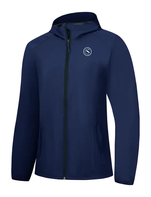 Womens Navy Essential Rain Jacket w/Crumdale Icon Logo