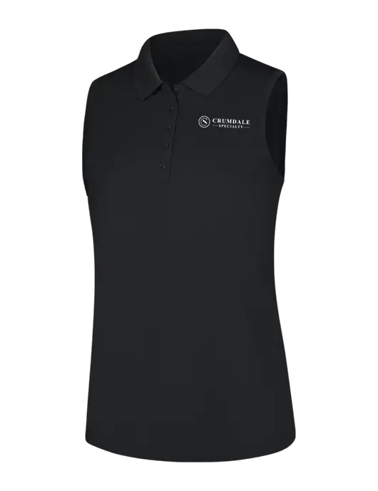 Womens Black Dry Zone UV Micro-Mesh Sleeveless Polo w/Crumdale Logo