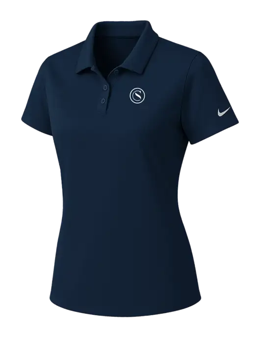 Nike Womens Navy Dry Essential Solid Polo w/Crumdale Icon Logo
