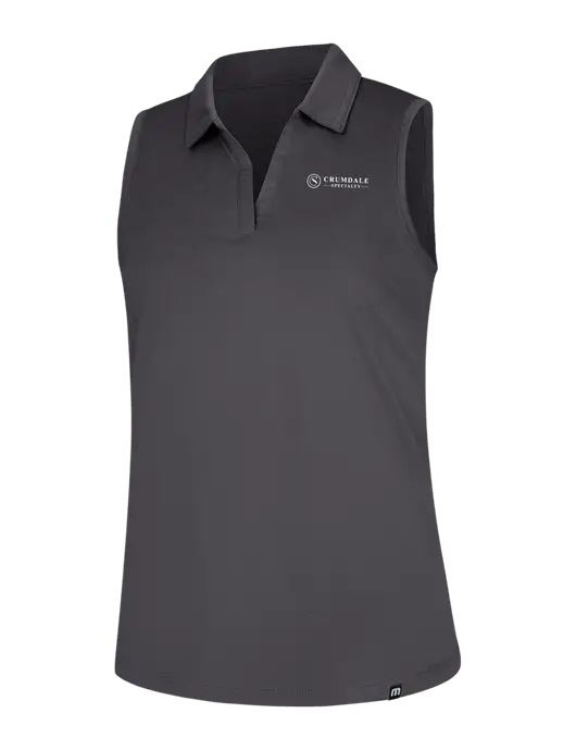TravisMathew Womens Dark Medium Grey Coto Performance Sleeveless Polo w/Crumdale Logo