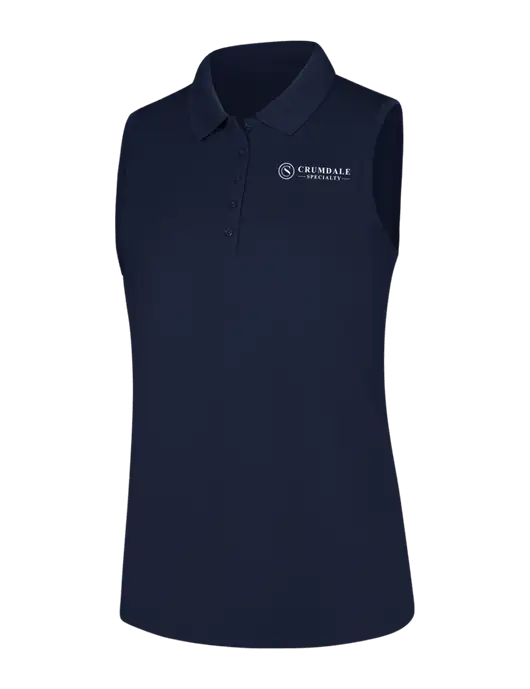 Womens Navy Dry Zone UV Micro-Mesh Sleeveless Polo w/Crumdale Logo