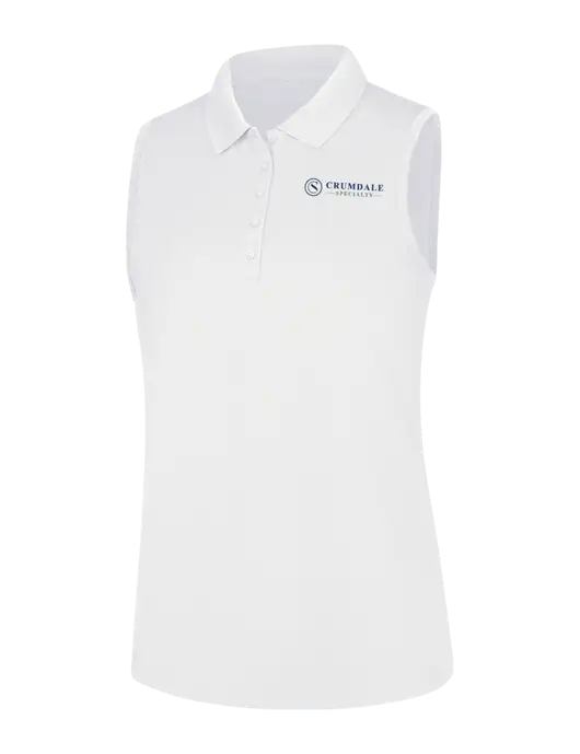 Womens White Dry Zone UV Micro-Mesh Sleeveless Polo w/Crumdale Logo