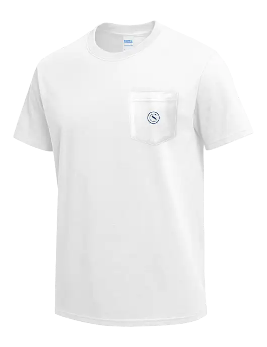 White Heavyweight 6.1 oz Pocket T-Shirt w/Crumdale Icon Logo