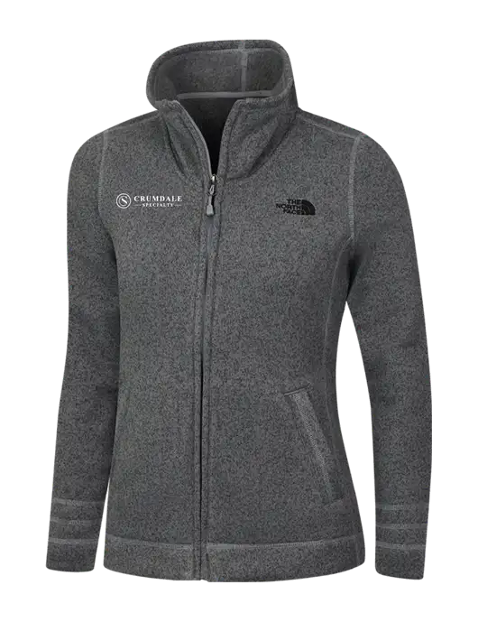 North Face Womens Medium Grey Heather Sweater Fleece Jacket w/Crumdale Logo