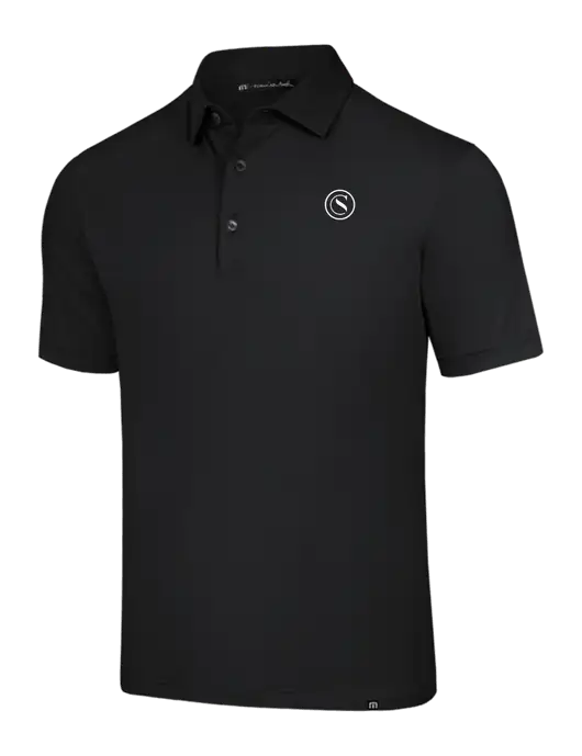 TravisMathew Black Glenview Solid Polo w/Crumdale Icon Logo