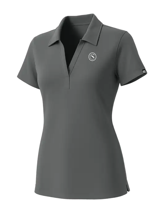 TravisMathew Womens Grey Glenview Solid Polo w/Crumdale Icon Logo