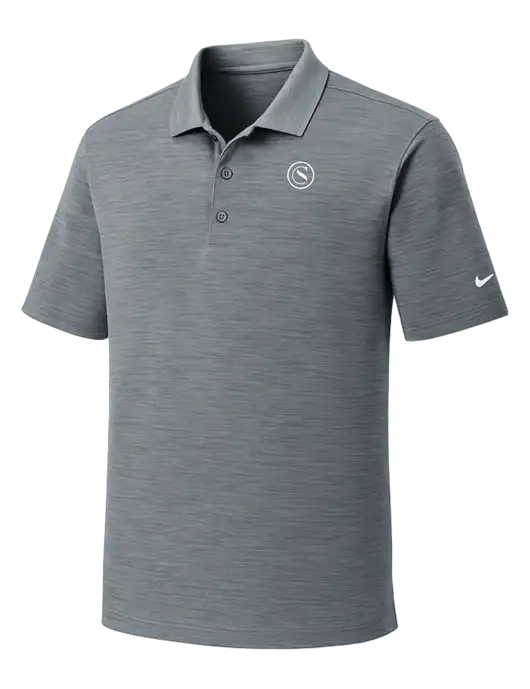 Nike Dri-FIT Medium Grey Striated Polo w/Crumdale Icon Logo