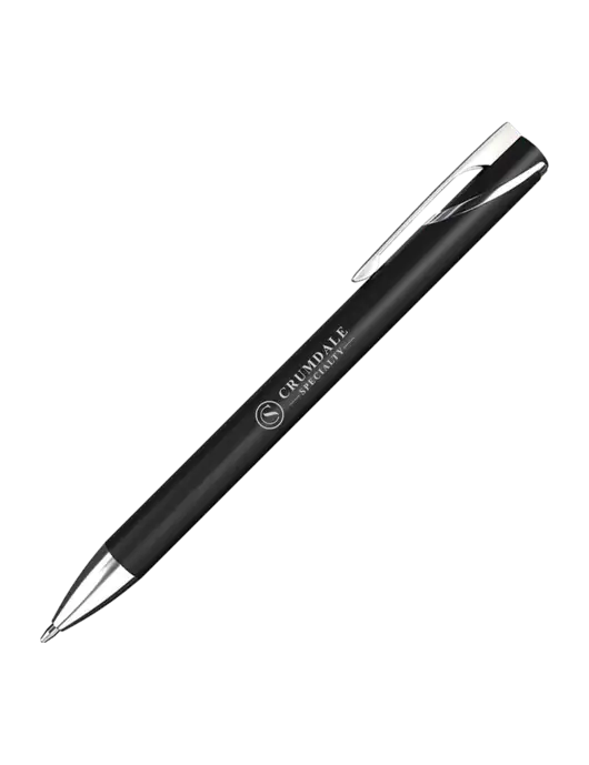 Black/Chrome HyperNova Ballpoint Pen - Black Ink w/Crumdale Logo