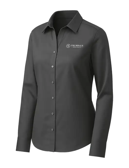 Brooks Brothers Womens Dark Grey Wrinkle-Free Stretch Pinpoint Shirt w/Crumdale Logo