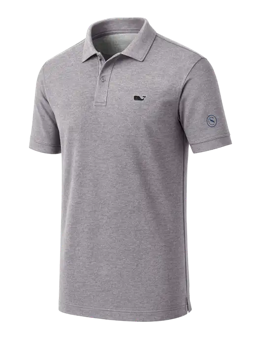 Vineyard Vines Edgartown Light Heather Grey Pique Polo w/Crumdale Icon Logo