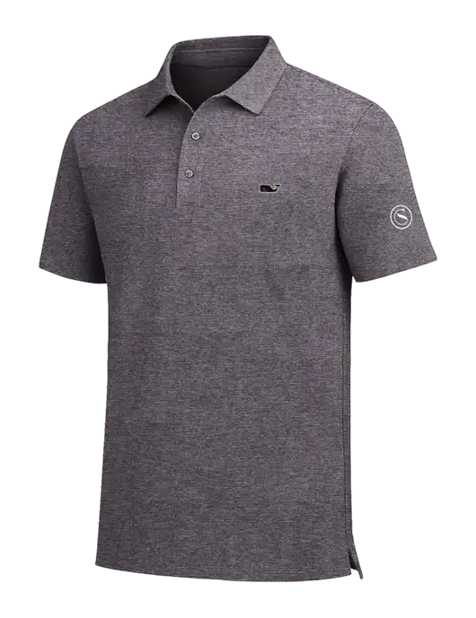 Vineyard Vines Destin Stripe Dark Grey Sankaty Polo w/Crumdale Icon Logo