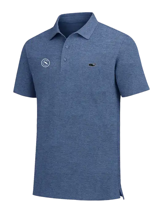 Vineyard Vines Destin Stripe Light Navy Sankaty Polo w/Crumdale Icon Logo