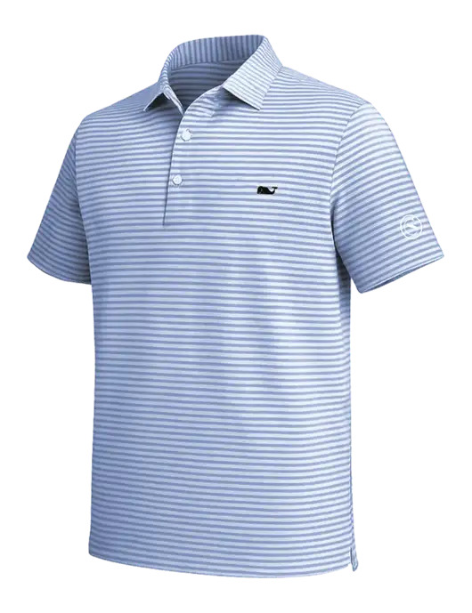 Vineyard Vines Light Navy Heathered Winstead Sankaty Polo w/Crumdale Icon Logo