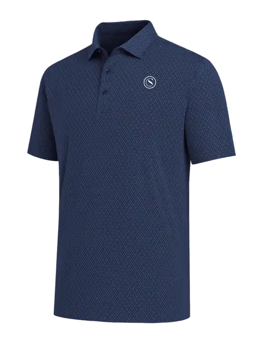 Callaway All-Over Stitched Dark Navy Chev Polo  w/Crumdale Icon Logo