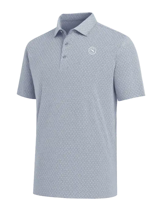 Callaway All-Over Stitched Medium Grey Chev Polo  w/Crumdale Icon Logo