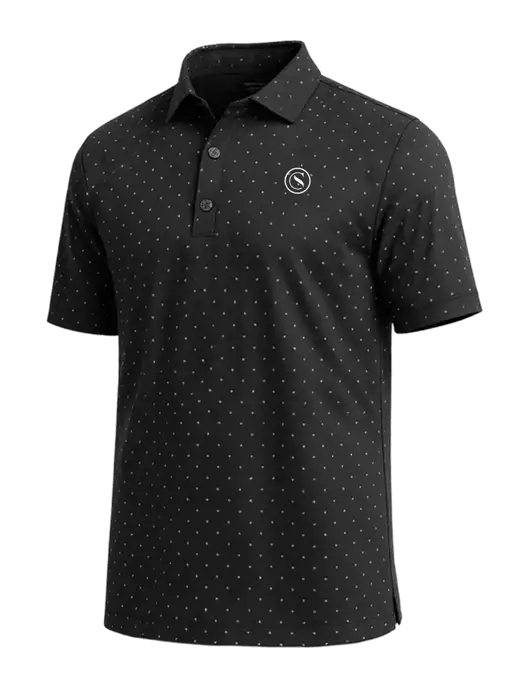 Callaway Micro Chev Black Print Polo w/Crumdale Icon Logo