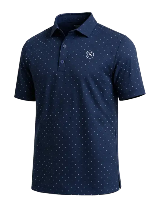 Callaway Micro Chev Dark Navy Print Polo w/Crumdale Icon Logo