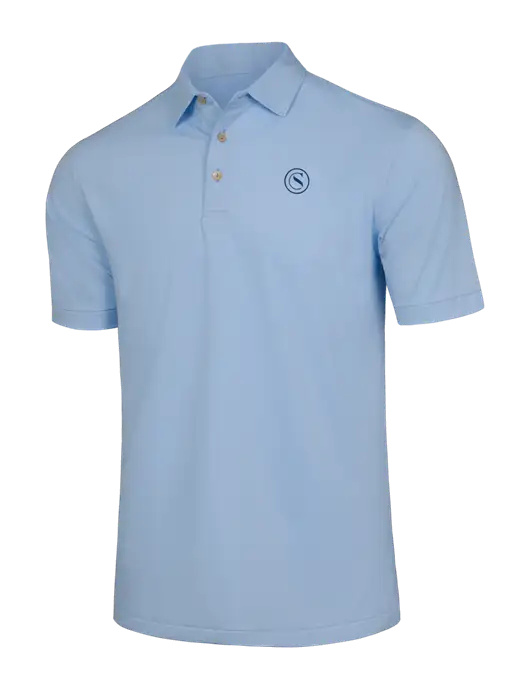 Peter Millar Light Blue Jubilee Striped Performance Polo w/Crumdale Icon Logo