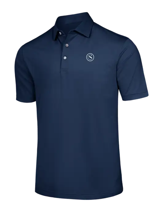 Peter Millar Navy Solid Performance Polo - Self Collar w/Crumdale Icon Logo