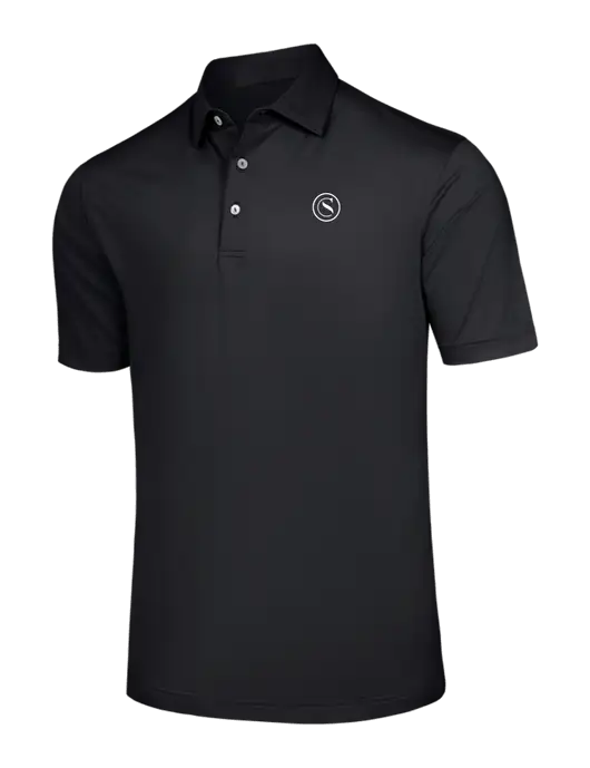 Peter Millar Black Solid Performance Polo - Self Collar w/Crumdale Icon Logo